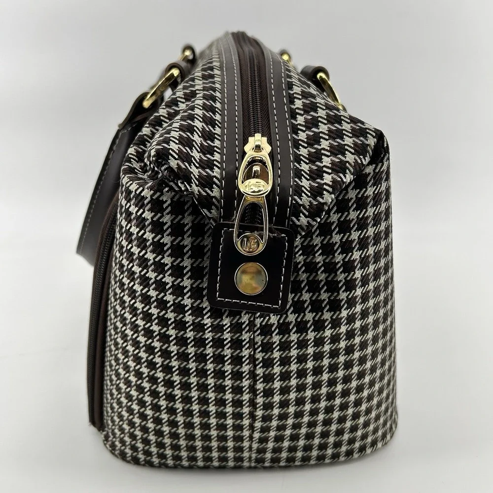 Towne London Fog Travel Duffel Bag Houndstooth Carry On Weekender Cabin Bag NWOT